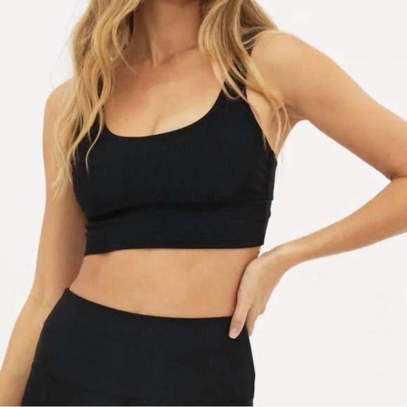 Beach Riot Sport Leah Top Black Swimsuit Sports Bra Ribbed XS $78 - Picture 11 of 11